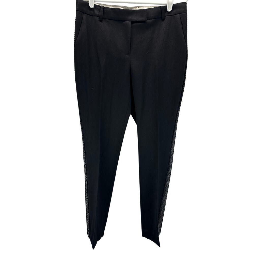 Rachel Zoe Black Sequin Tuxedo Side Stripe Pants Wool 8 Holiday Party